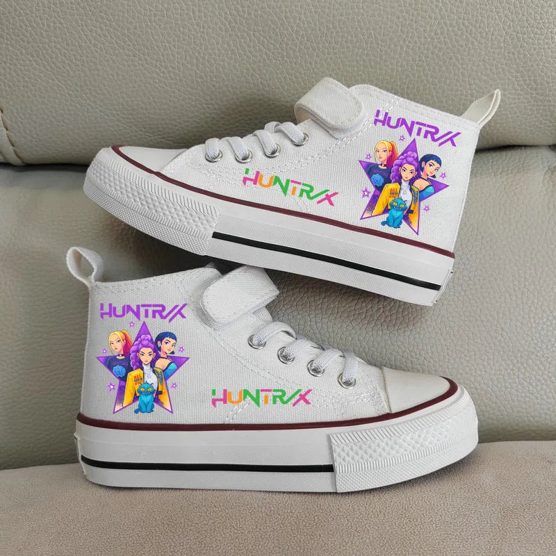 Kpop Demon Hunter zapatos de lona para niños, zapatillas altas para niñas, zapatos deportivos transpirables, zapatos de tenis para correr al aire libre para estudiantes