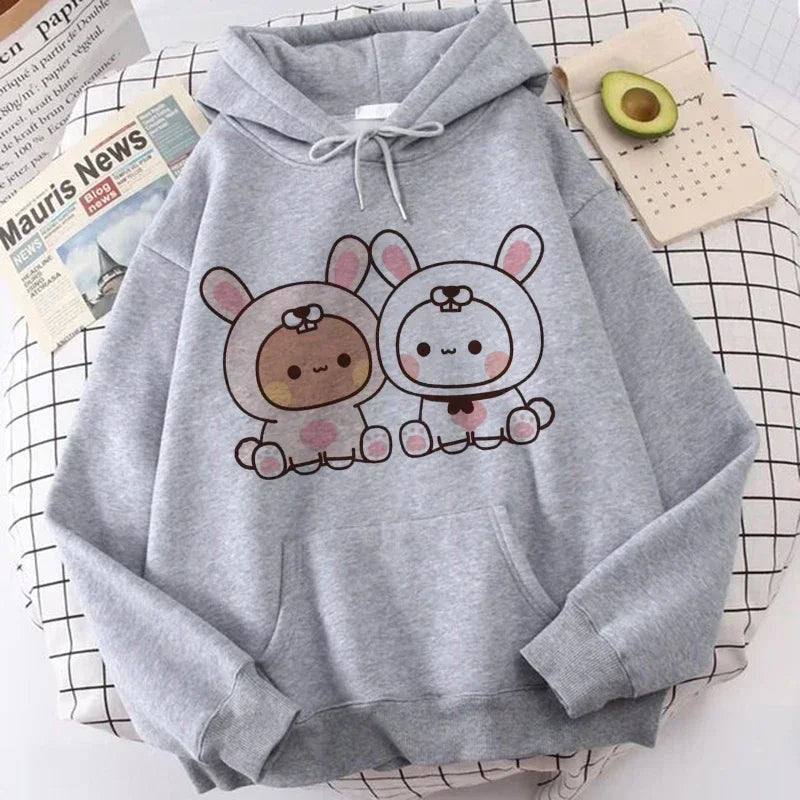 Ropa de calle gótica de dibujos animados para hombre y mujer, sudaderas con capucha con estampado de Bubu Dudu Y2k, divertidas sudaderas Kawaii, ropa con capucha con gráfico Vintage de los años 90