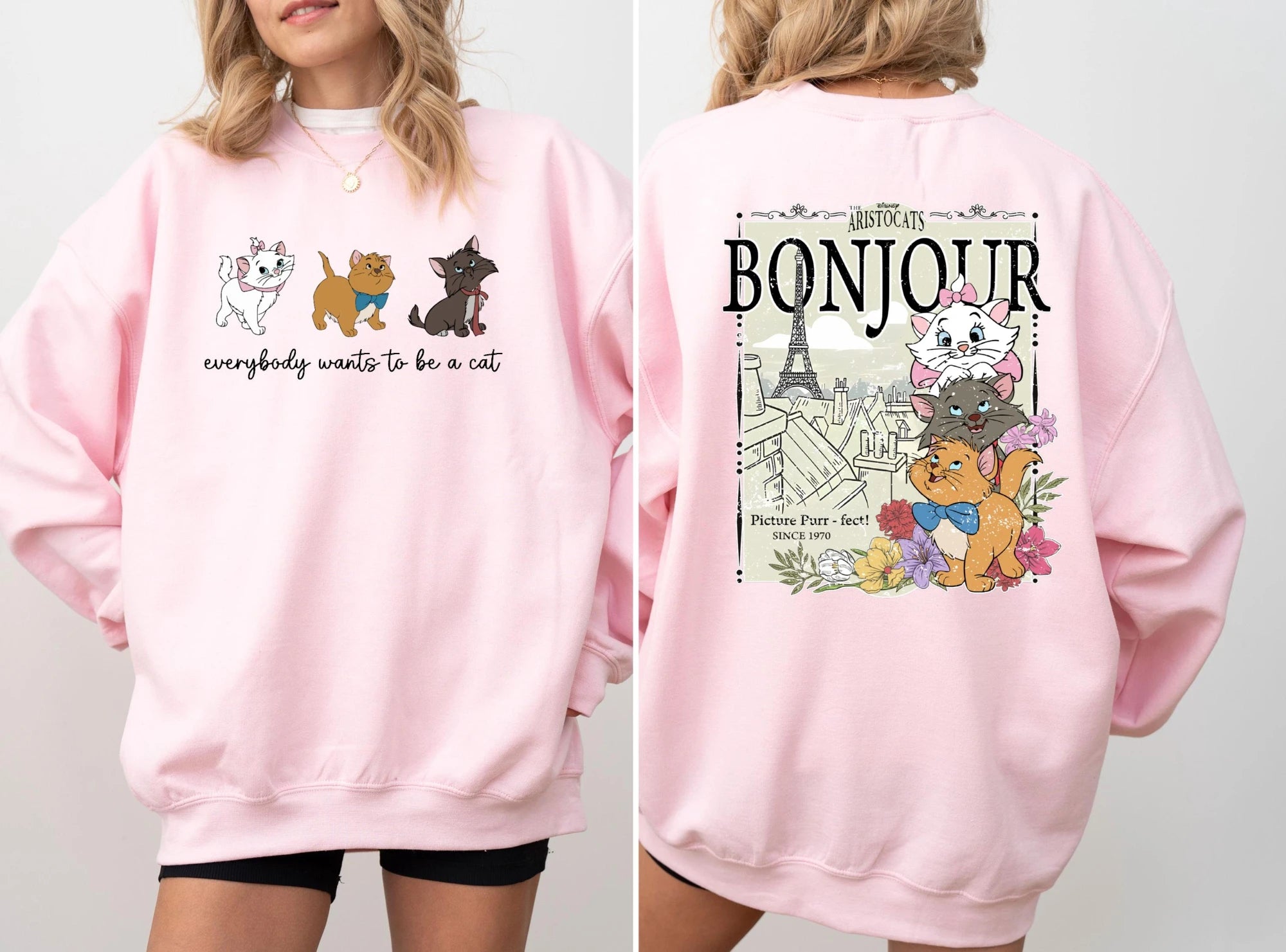 Todo el mundo quiere ser un sudadera de gato, sudadera de gatos de Disney, sudadera de los Aristogatos de Disney, suéter de Aristogatos Marie Cat