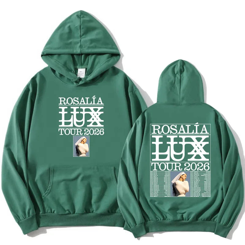 Rosalía Rosalia LUX Tour 2026 sudaderas con capucha de moda de manga larga sudaderas holgadas de invierno con capucha de lana ropa de calle Unisex ropa estampada