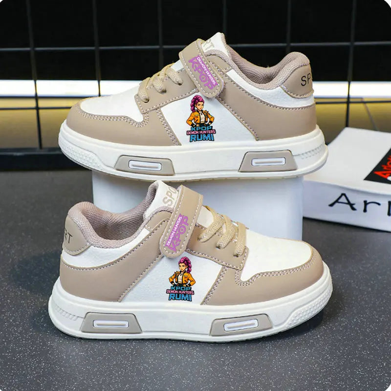 Kpop Demon Hunters zapatos para niños, zapatillas de deporte para niñas, zapatos blancos de otoño, zapatos informales para correr, Tenis de suela blanda antideslizantes