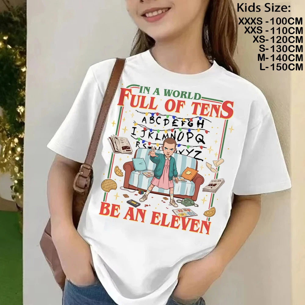 Camiseta Running Up That Hill para niños, camiseta de manga corta The Demogorgon para niños, camisetas informales holgadas con estampado con dibujo para niñas y niños