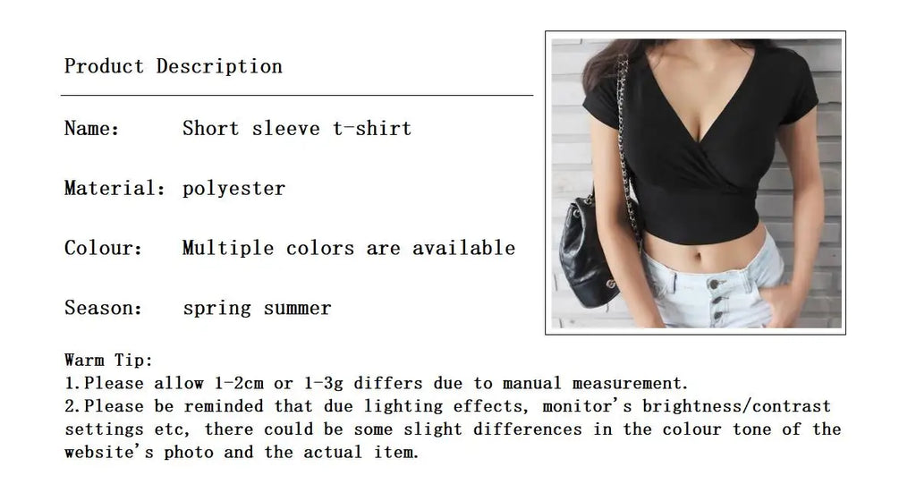 Camiseta negra Sexy con cuello en V para mujer, Top corto de manga corta Y2k, ropa de calle, Tops con corsé de moda coreana, camisetas 2023
