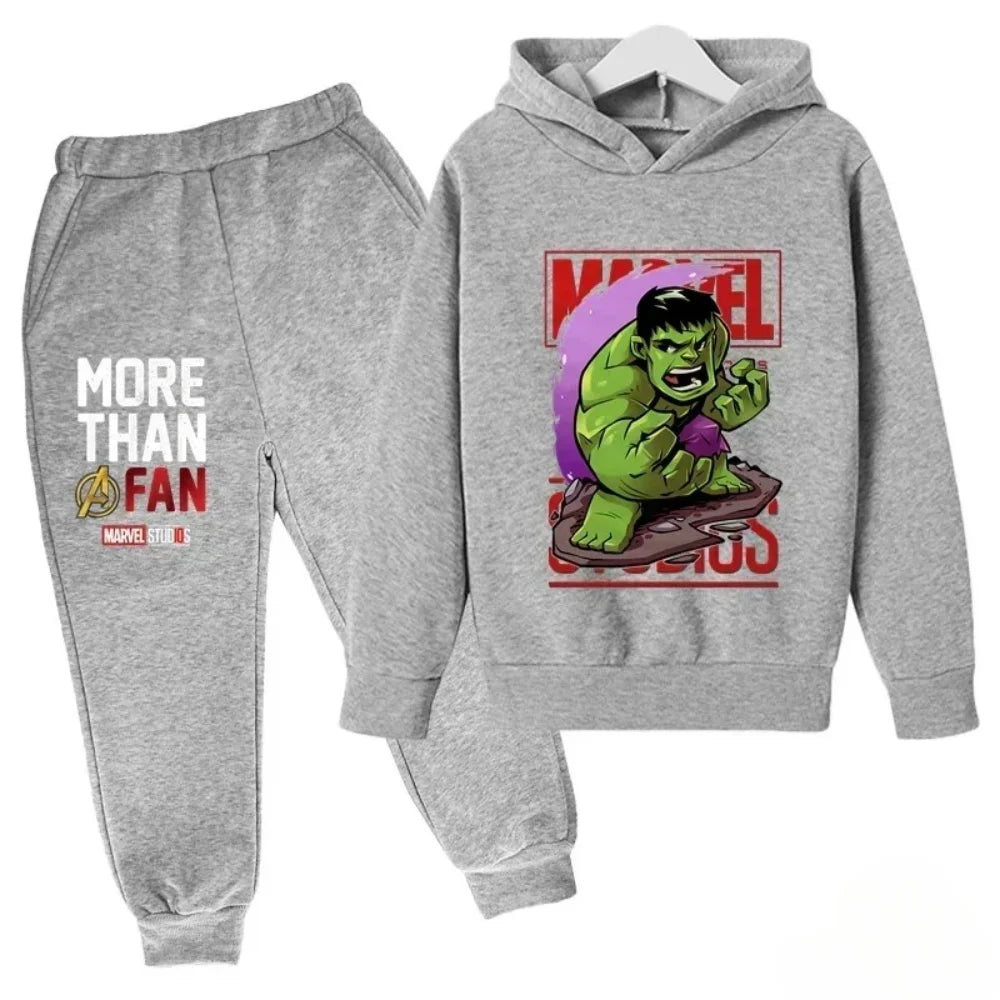 Sudadera con capucha de superhéroe de Marvel para niños, traje con capucha de Hulk para niños, traje de Iron Man para niños y niñas, conjunto de sudadera de otoño e invierno