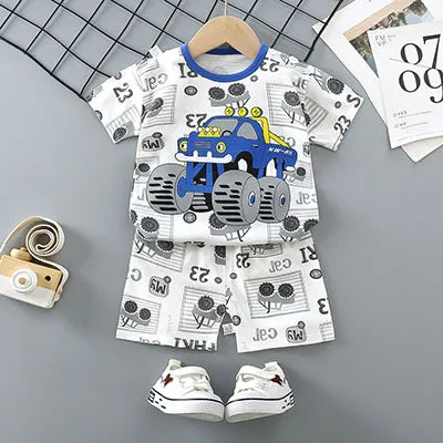 Conjunto de ropa informal para niños, chándal de 2 piezas con dibujos animados del Pato Donald, camiseta y pantalones cortos, verano, 1-4 años