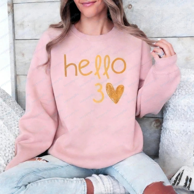 Sudadera con Capucha Térmica para Mujer, con la Frase 'Hola Otoño e Invierno', Regalo para su 30.º Cumpleaños, 'Hola 30', sin Purpurina Real, Sudadera para Adultos