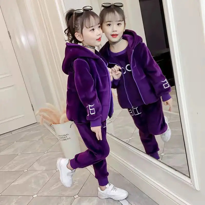 Chándal Niñas Otoño Invierno - Chaqueta Terciopelo + Capucha