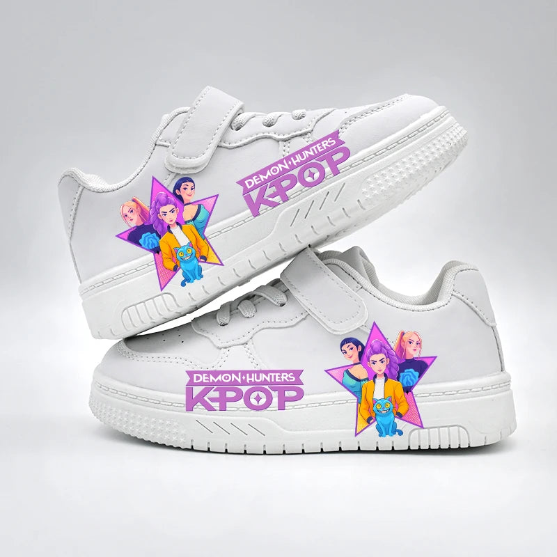 Zapatos casuales de moda para niños, nuevo diseño, zapatos deportivos blancos KPOP, zapatillas transpirables antideslizantes para estudiantes, niños y niñas