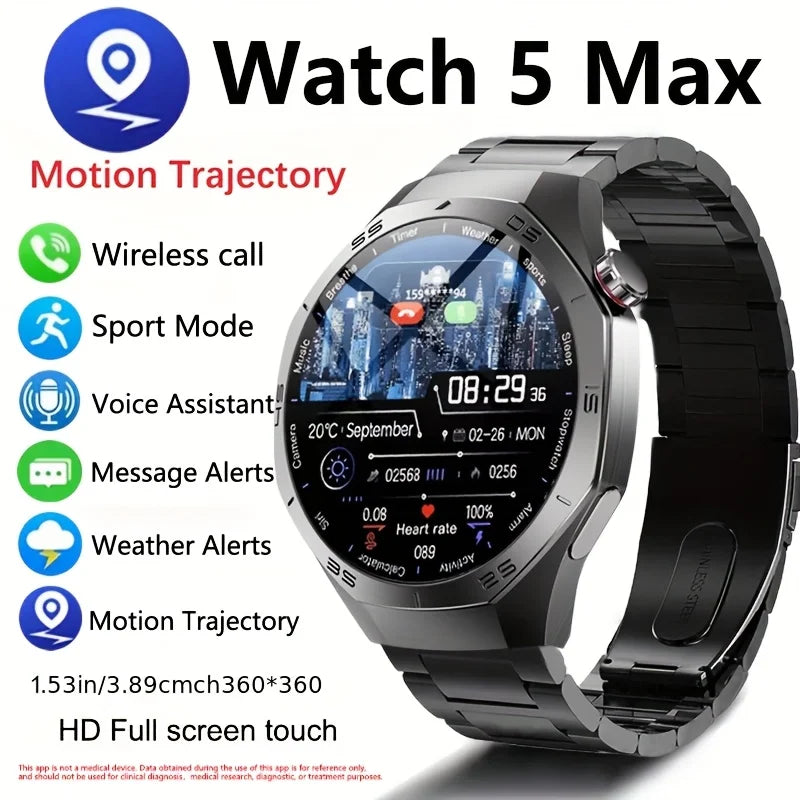 2025New para Android e ios reloj inteligente hombres pantalla AMOLED GPS trayectoria de movimiento ritmo cardíaco llamadas Bluetooth SmartWatch impermeable