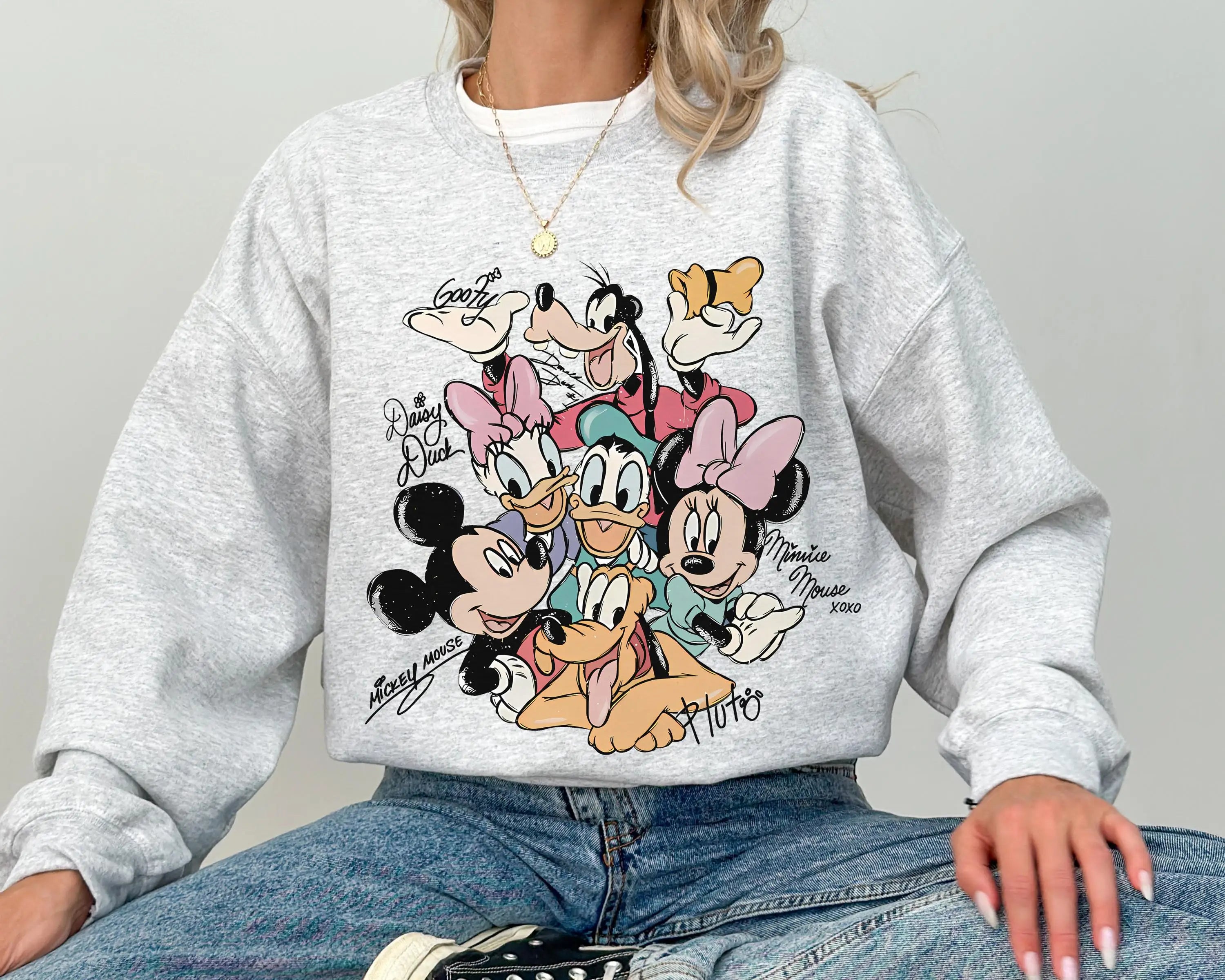 Sudadera vintage con firma de Mickey y sus amigos, camisa mágica, camisa con personaje de Disney, camisa con cabeza de ratón de Mickey y amigos de Disney