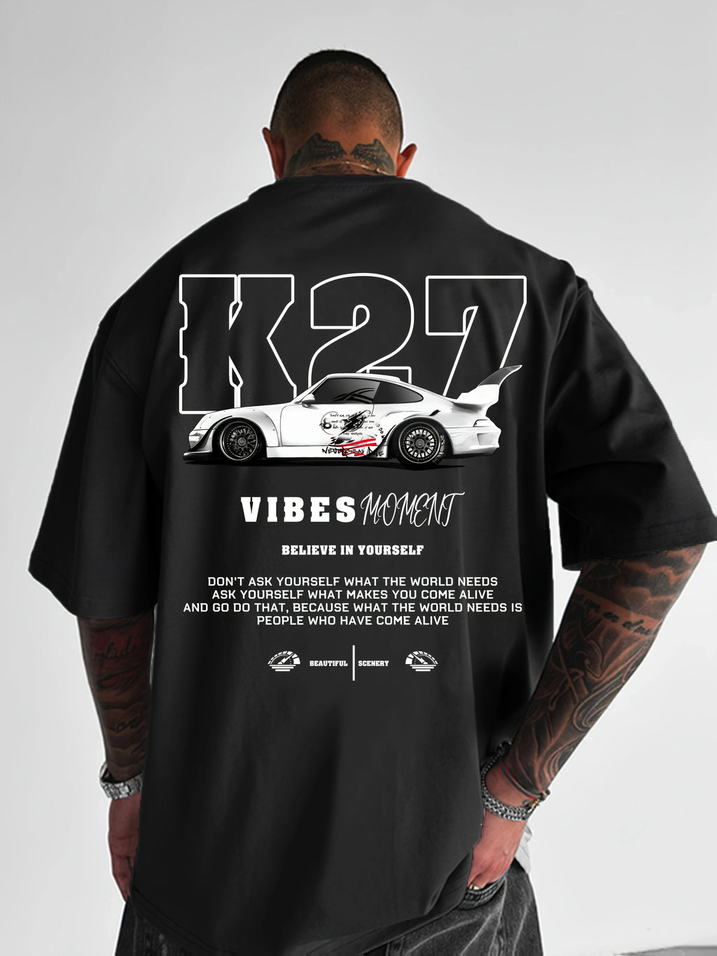 Camiseta de Verano para Hombre con Estampado de Auto, 100% Algodón, Corte Holgado e Informal, Estilo Hip-Hop Urbano, Apta para Hombres y Mujeres