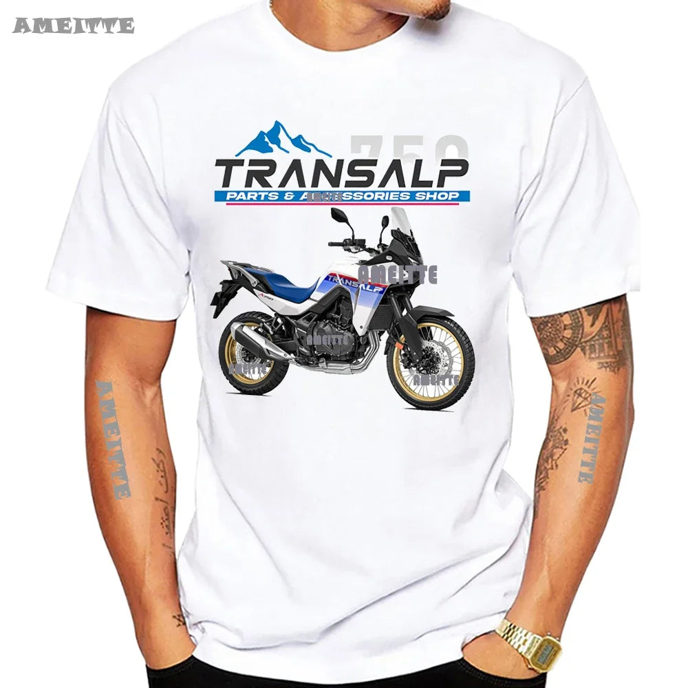 2025 nuevo Transalp XL750 motocicleta Montaña camiseta hombres manga corta Cool Boy Casual Tops Japón Moto deporte leyenda camisetas