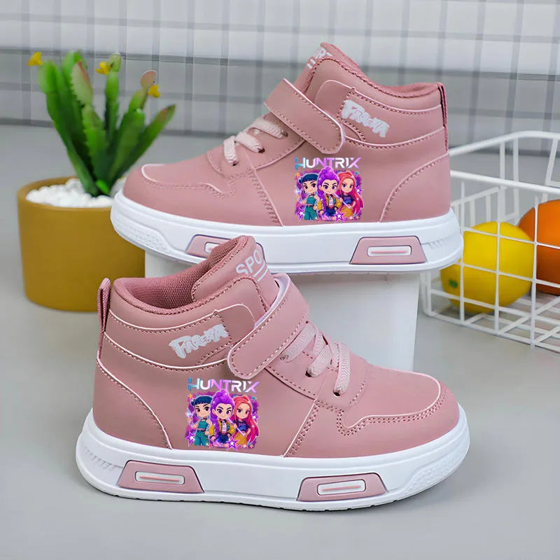 Nuevas zapatillas Kpop Demon Hunter para niños, zapatillas altas para niñas, zapatos blancos de otoño, zapatillas informales para correr, Tenis de suela blanda antideslizantes