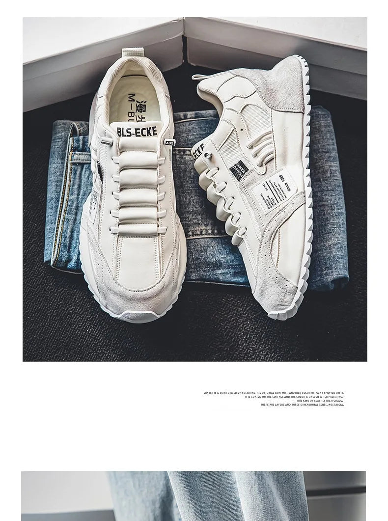 Shoes for Men Casual Sports Four Seasons Moccasins Trend Designed Personality Lace-up Leather Sneakers Comfortable Breathable