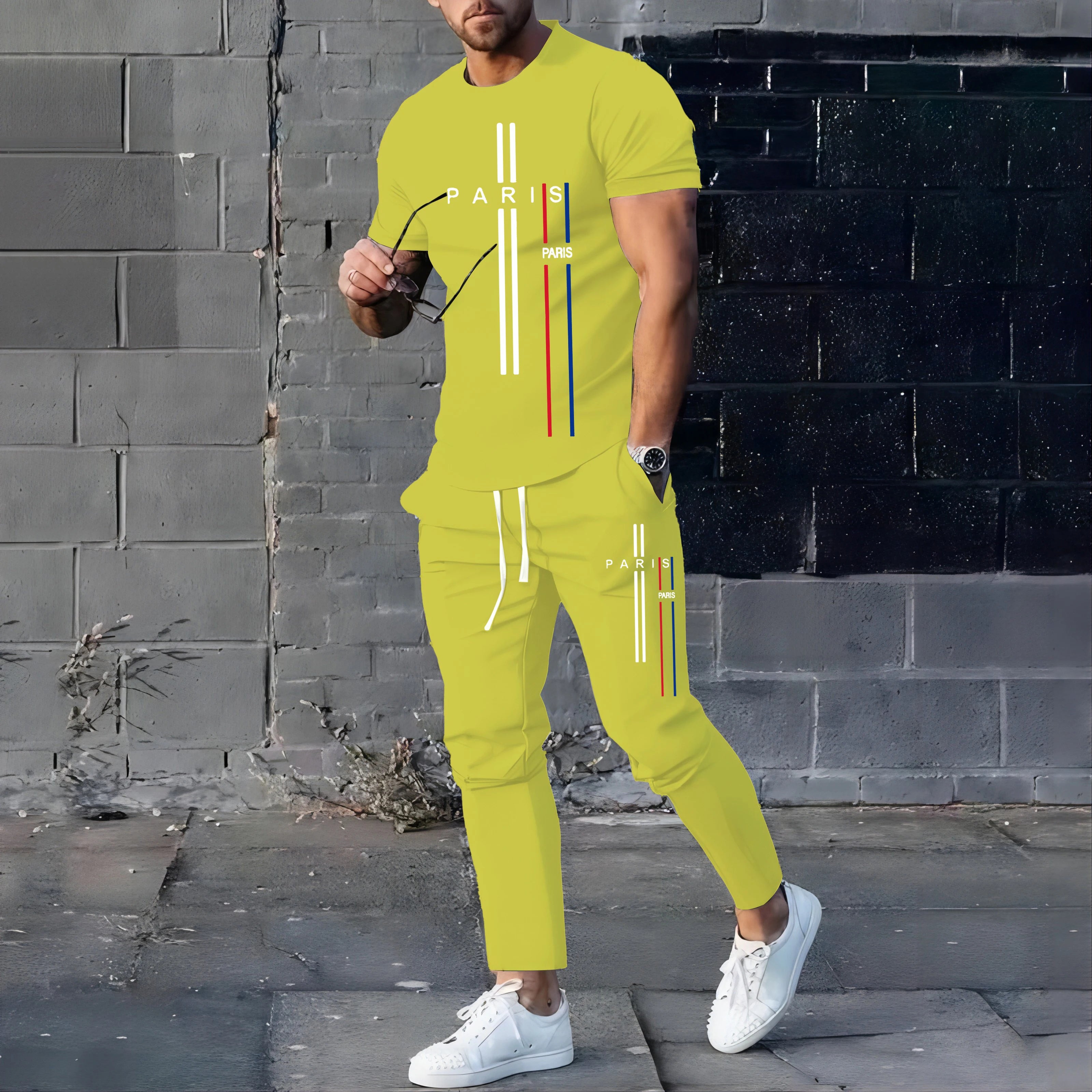 NOVEDAD DE VERANO 2023, ropa deportiva de fútbol a la moda para hombres, conjunto de camiseta y pantalones, pantalón corto informal, conjunto de manga, ropa para correr y Fitness