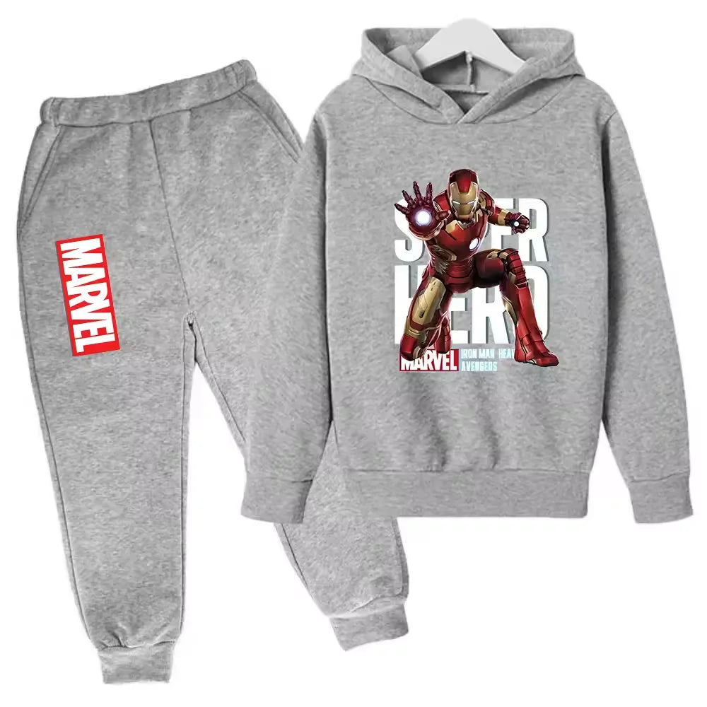 Sudadera con capucha de superhéroe de Marvel para niños, traje con capucha de Hulk para niños, traje de Iron Man para niños y niñas, conjunto de sudadera de otoño e invierno