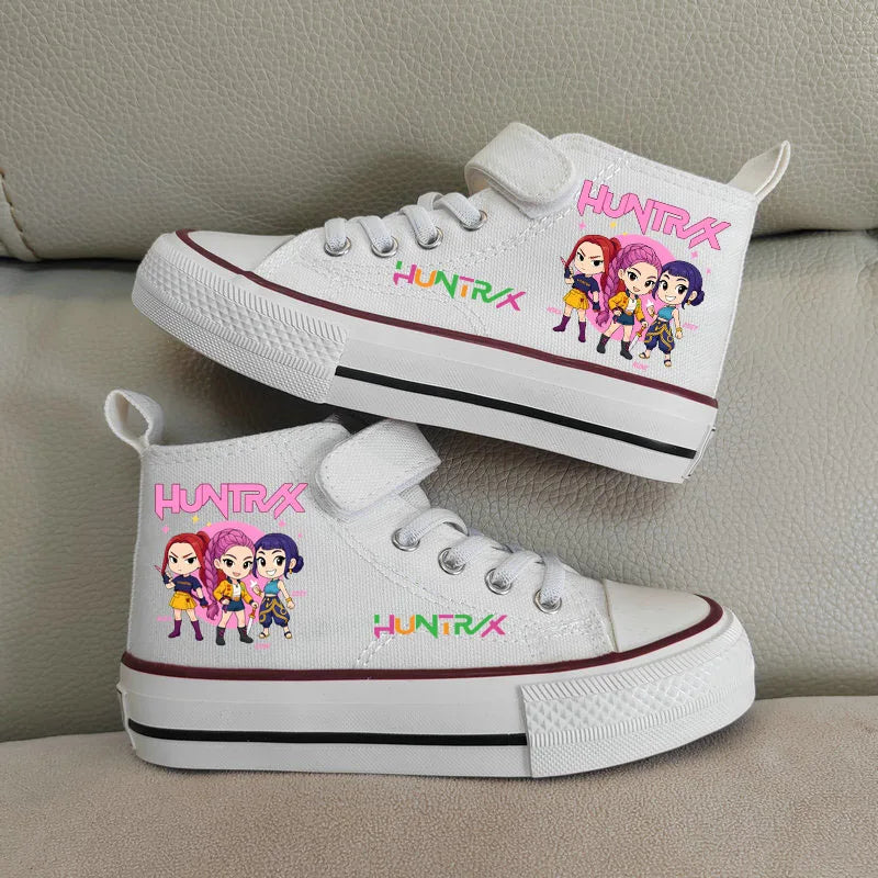 Kpop Demon Hunter zapatos de lona para niños, zapatillas altas para niñas, zapatos deportivos transpirables, zapatos de tenis para correr al aire libre para estudiantes