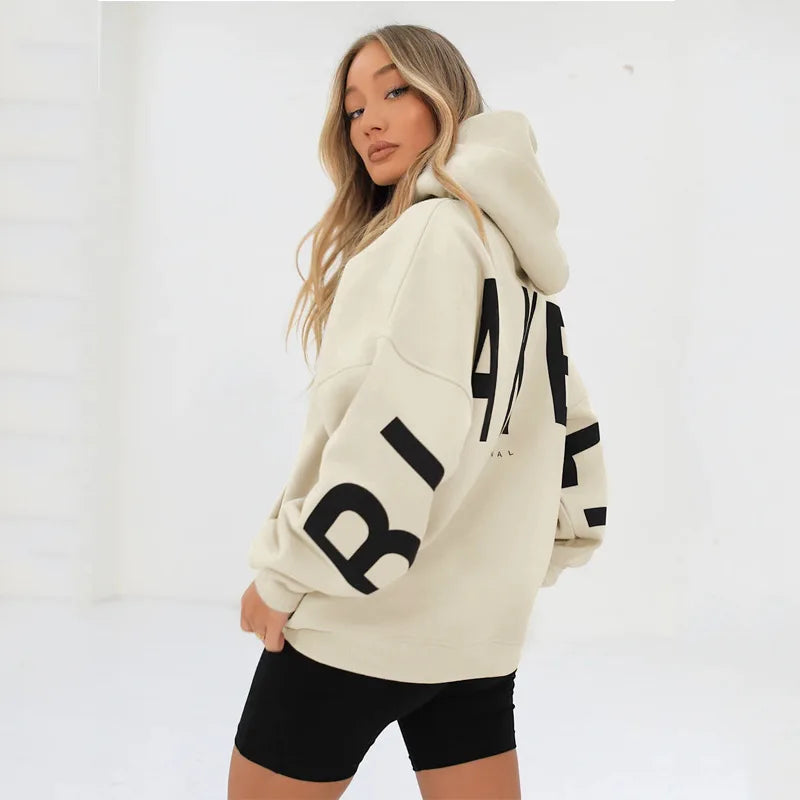 Y2K nuevo en sudaderas con capucha y sudaderas moda de invierno impreso grueso versátil manga larga sudaderas con capucha holgadas ropa de mujer