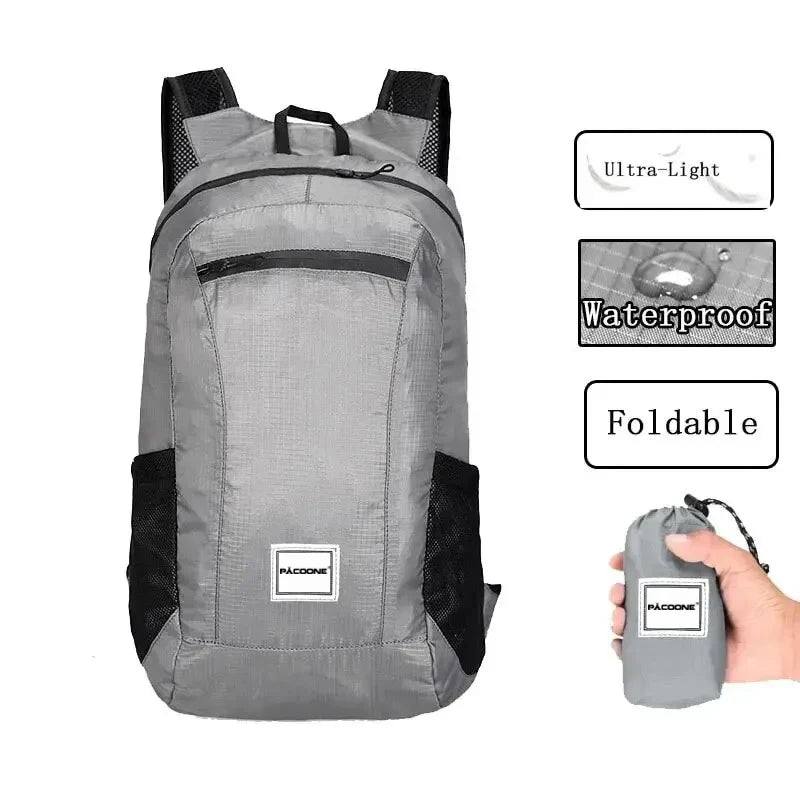 Bolsa de senderismo al aire libre, mochila portátil ligera de 20L, plegable, impermeable, ultraligera, para mujeres, hombres, viajar, senderismo