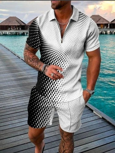 Chándal 3D Hombre | Polo Cremallera + Pantalón Corto Verano