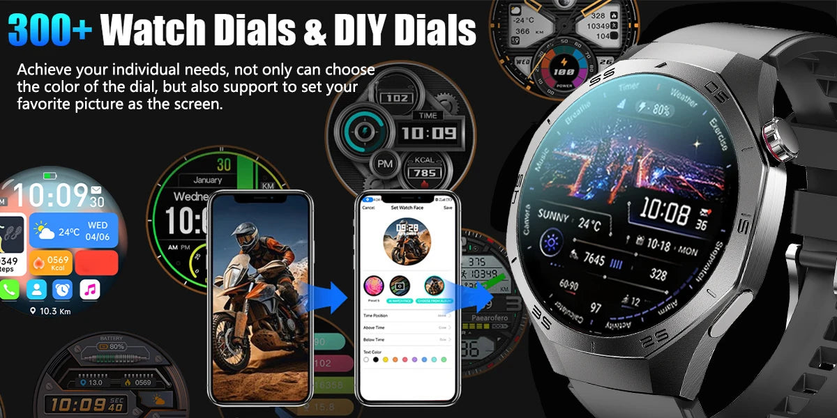 2025New para Android e ios reloj inteligente hombres pantalla AMOLED GPS trayectoria de movimiento ritmo cardíaco llamadas Bluetooth SmartWatch impermeable