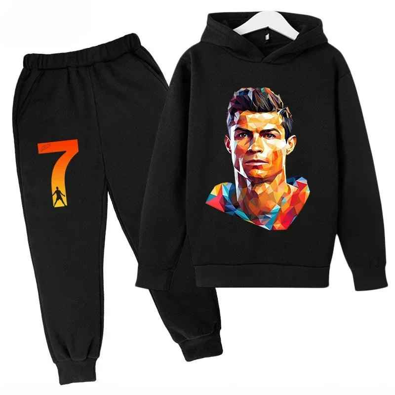 Chándal de Secado Rápido CR7 para Niños de 7 a 13 Años, Ronaldo 7 #   Conjunto Deportivo Estampado, Ropa Deportiva Transpirable, Ropa Infantil de Boutique