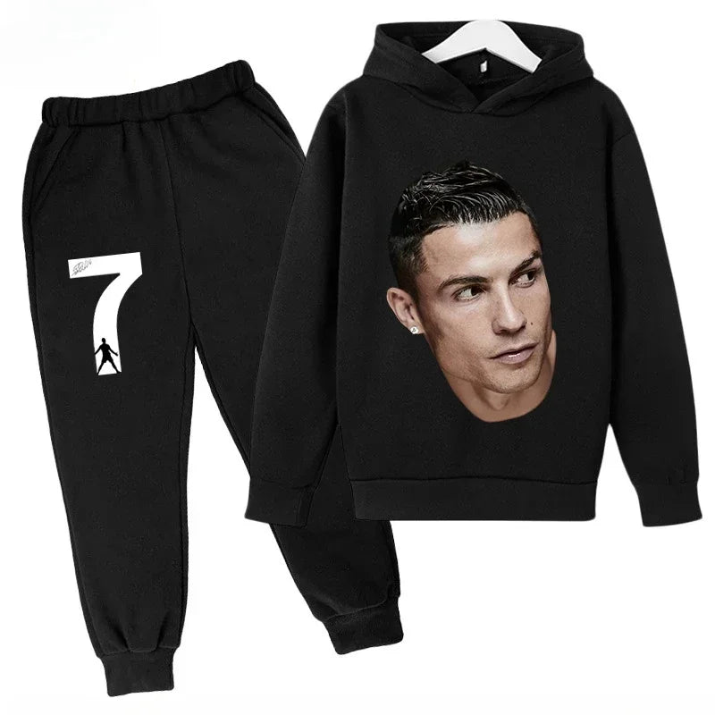 Chándal de Secado Rápido CR7 para Niños de 7 a 13 Años, Ronaldo 7 #   Conjunto Deportivo Estampado, Ropa Deportiva Transpirable, Ropa Infantil de Boutique
