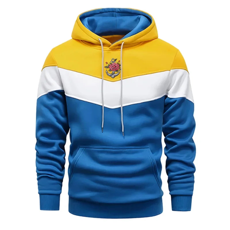 Nuevo en chándal para hombre, sudaderas informales estampadas Tricolor, deportes al aire libre, trotar, ropa para hombre, sudaderas con capucha diarias de otoño e invierno, Tops