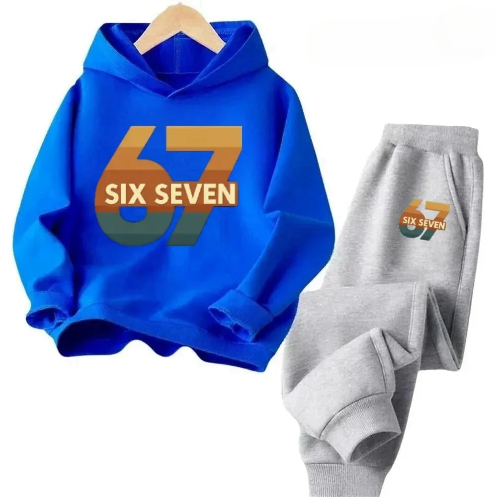 Conjunto de Ropa Infantil 67 Comfort, de 4 a 13 Años, Algodón Orgánico Antiencogimiento, Agradable al Tacto, Ropa Escolar, Conjunto de Sudadera Cómoda para Niños