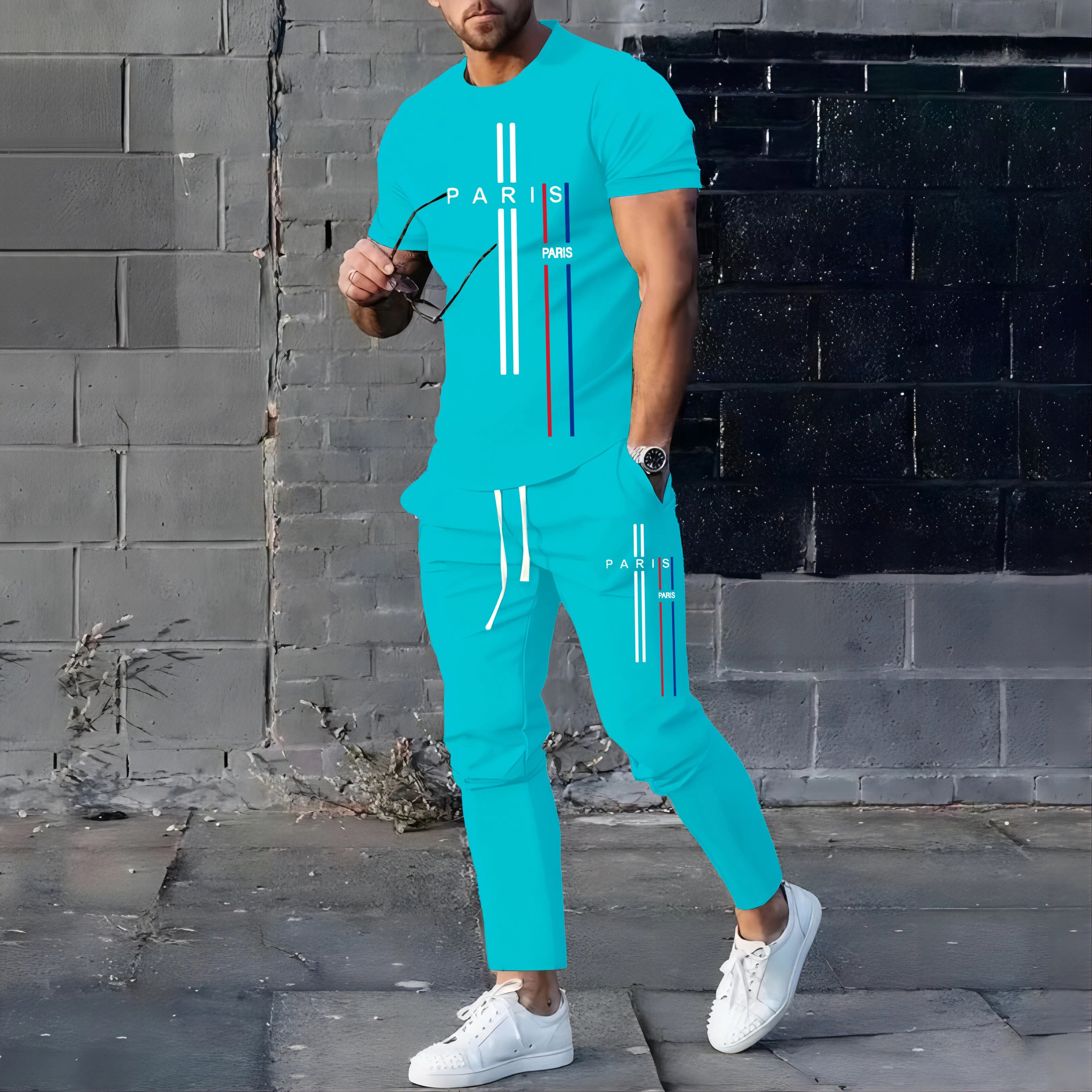 NOVEDAD DE VERANO 2023, ropa deportiva de fútbol a la moda para hombres, conjunto de camiseta y pantalones, pantalón corto informal, conjunto de manga, ropa para correr y Fitness