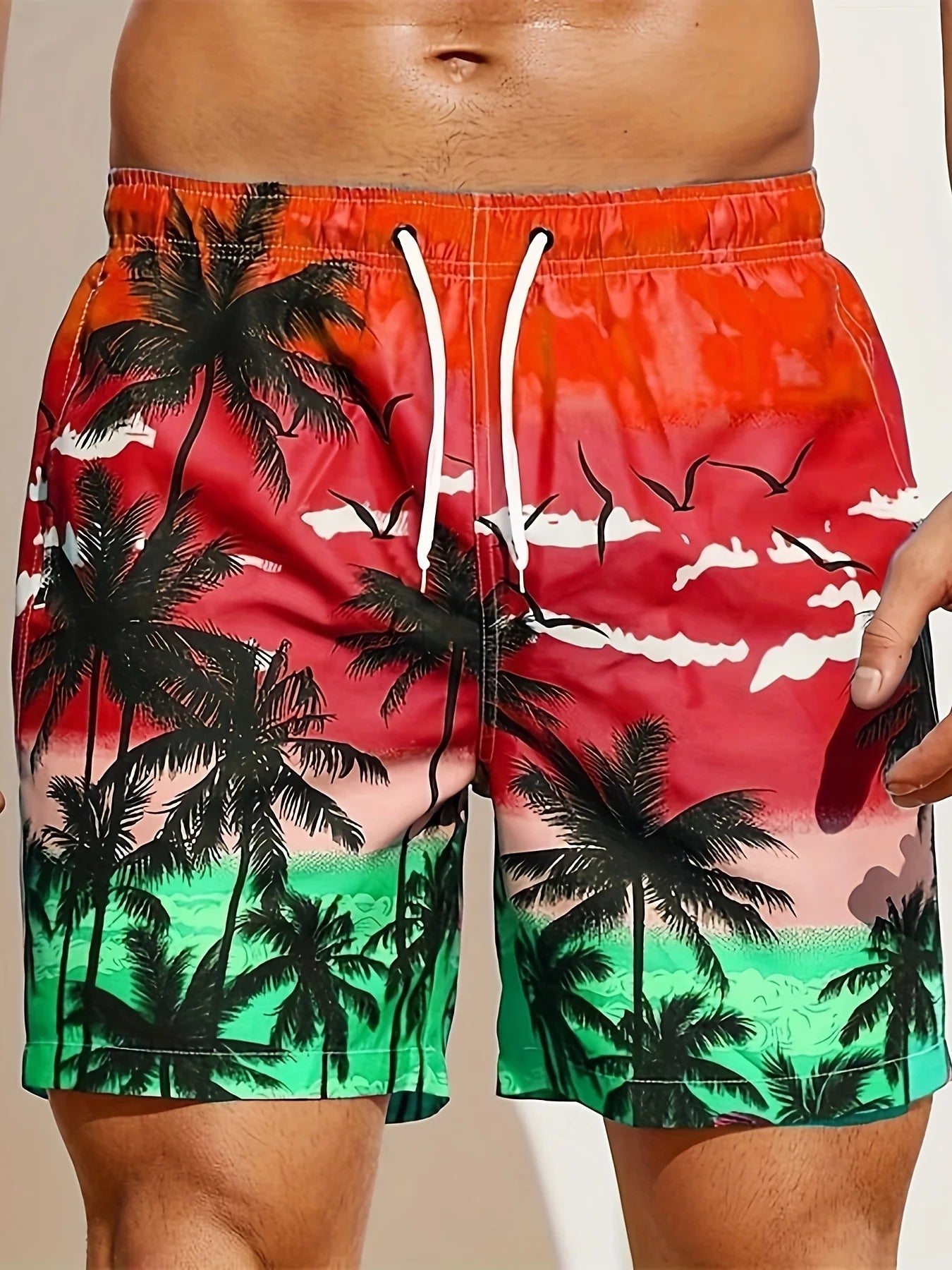 Pantalón Corto 3D Árbol de Coco Hombre | Bañador Playa Suelto Secado Rápido