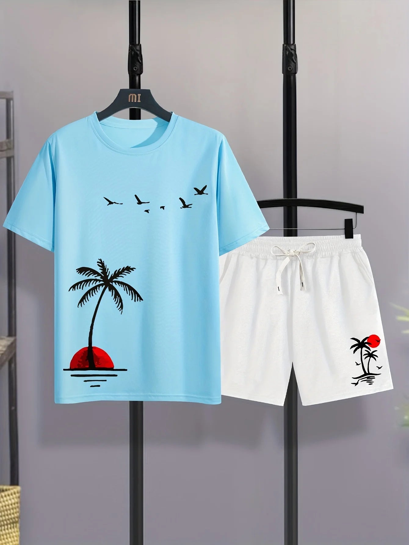 Conjunto Hawaiano Palmeras Hombre | Camiseta + Pantalón Corto Playa 2026