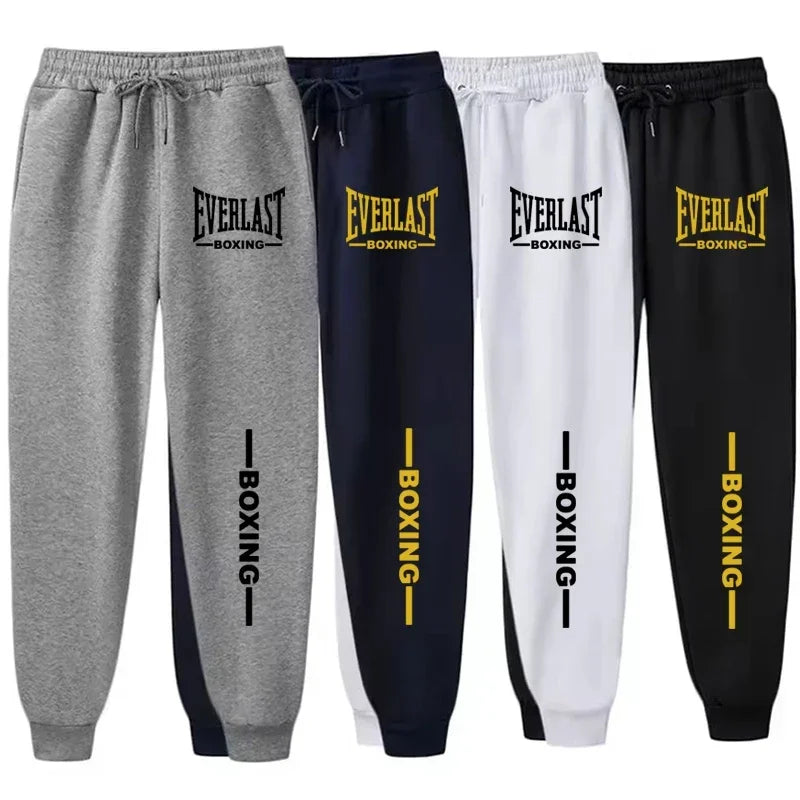 2025 Otoño Invierno EVERLAST pantalones para correr estampados hombres mujeres deportes al aire libre pantalones de Fitness correr polar pantalones deportivos casuales