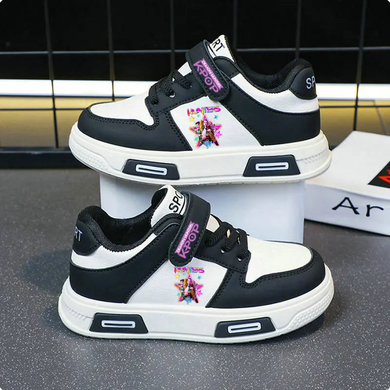 Kpop Demon Hunters zapatos para niños, zapatillas de deporte para niñas, zapatos blancos de otoño, zapatos informales para correr, Tenis de suela blanda antideslizantes