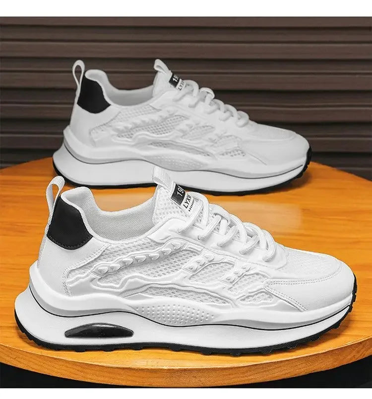 Zapatos deportivos informales y versátiles para hombre, botas de moto cruzadas blancas a la moda, suela suave, transpirabno 2024