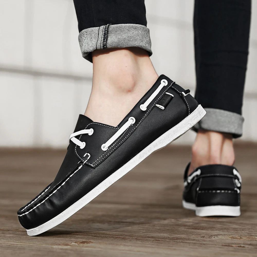 Zapatos mocasines con punta delantal de moda para hombre, cómodos antideslizantes para caminar al aire libre, viajar, primavera y verano
