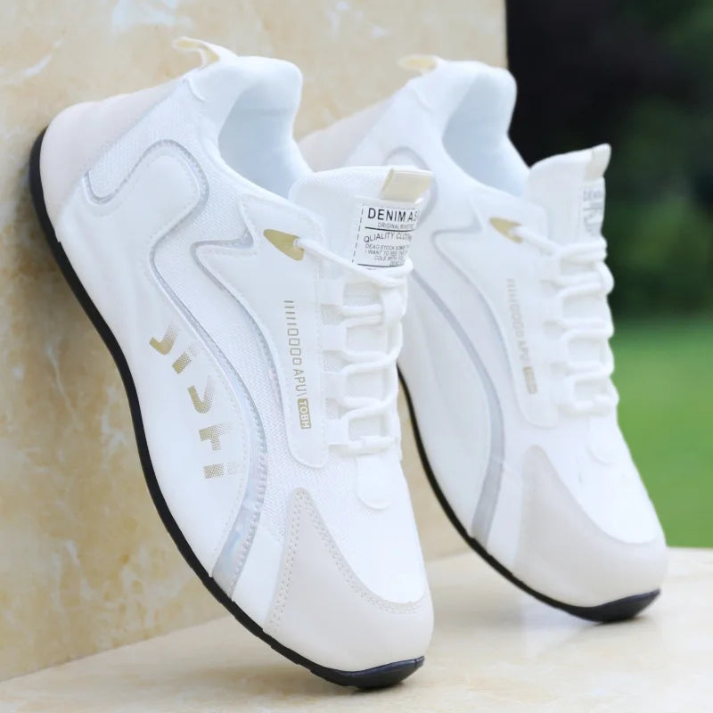 Zapatos de cuero para hombre, zapatillas transpirables de color sólido, antideslizantes, a la moda, impermeables, informales de viaje, novedad de otoño
