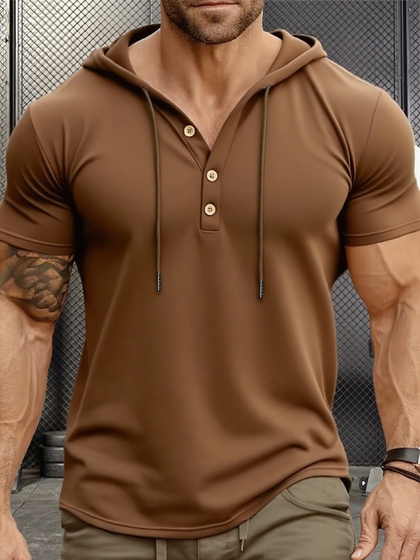 Camiseta ajustada de verano para hombre, camisetas de manga corta con capucha para Fitness, Sudadera con capucha ligera para hombre, camisetas deportivas transpirables para Fitness
