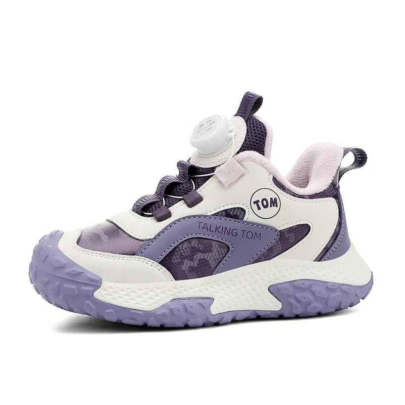 Zapatillas de deporte de felpa de invierno para niños, zapatos cálidos para caminar al aire libre, zapatos de nieve para niños, zapatillas deportivas informales de tenis de 4 a 12 años