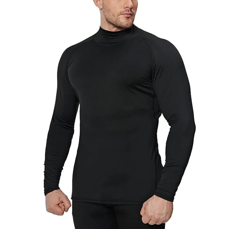 Camiseta de invierno para hombre, camisetas de manga larga, ropa interior térmica de cuello alto, forro polar fino suave de alta calidad, camisa para mantener el calor