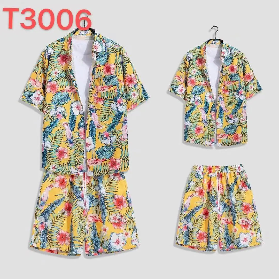 Conjunto Hawaiano 3D Hombre | Camisa Árbol de Coco + Pantalón Corto Playa