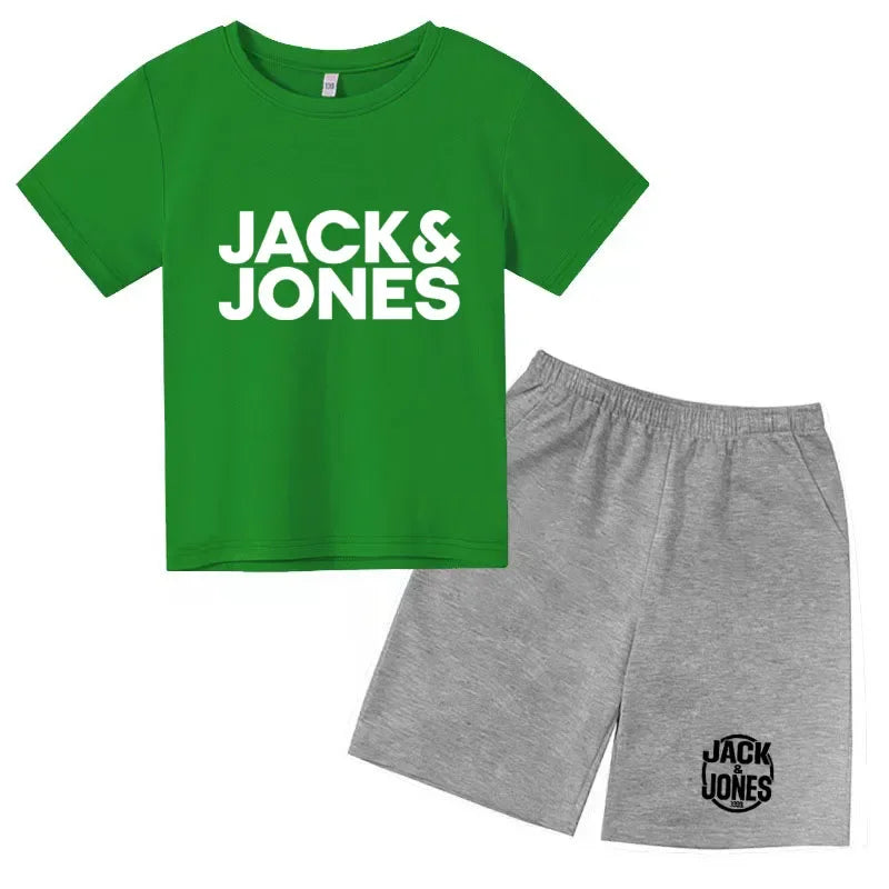 Conjuntos de Ropa para Niños y Niñas de 4 a 14 Años, Camisetas Transpirables de Verano con Estampado de Letras Sencillas y a la Moda + Pantalones Cortos, 2 Piezas