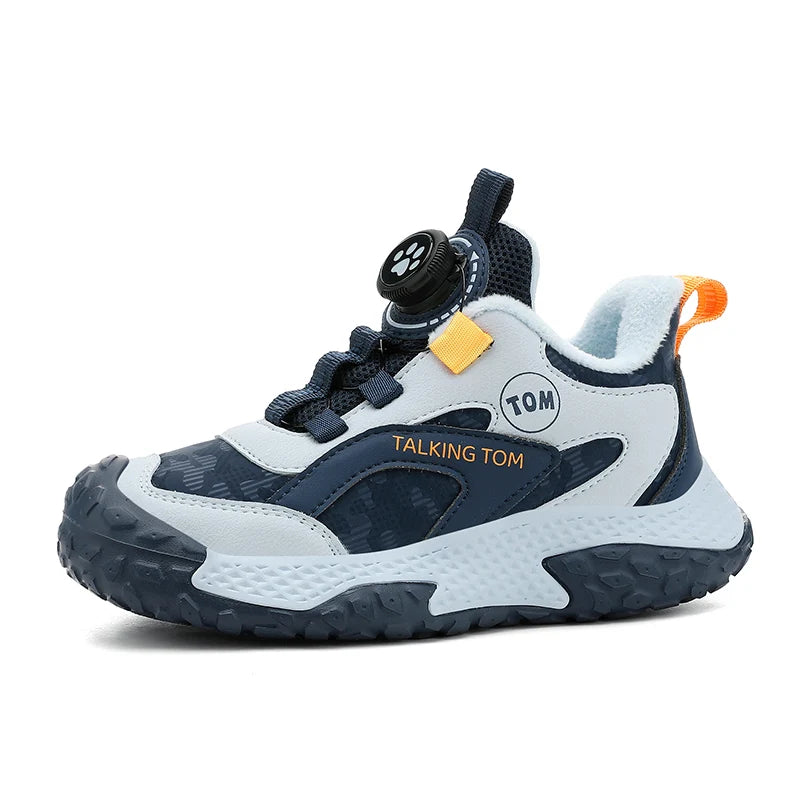 Zapatillas de deporte de felpa de invierno para niños, zapatos cálidos para caminar al aire libre, zapatos de nieve para niños, zapatillas deportivas informales de tenis de 4 a 12 años