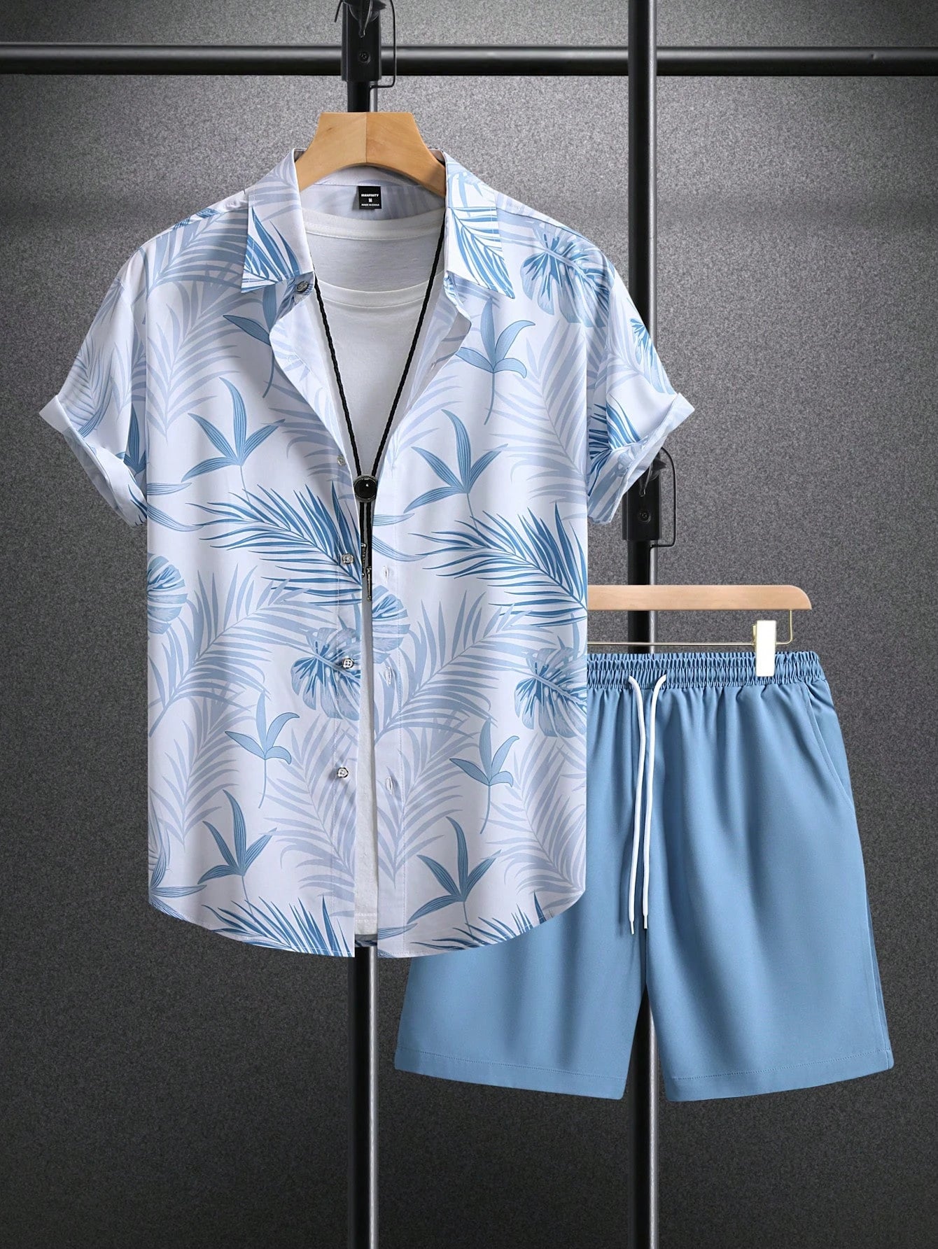 Conjunto Hawaiano 3D Plantas Tropicales Hombre | Camisa + Pantalón Corto