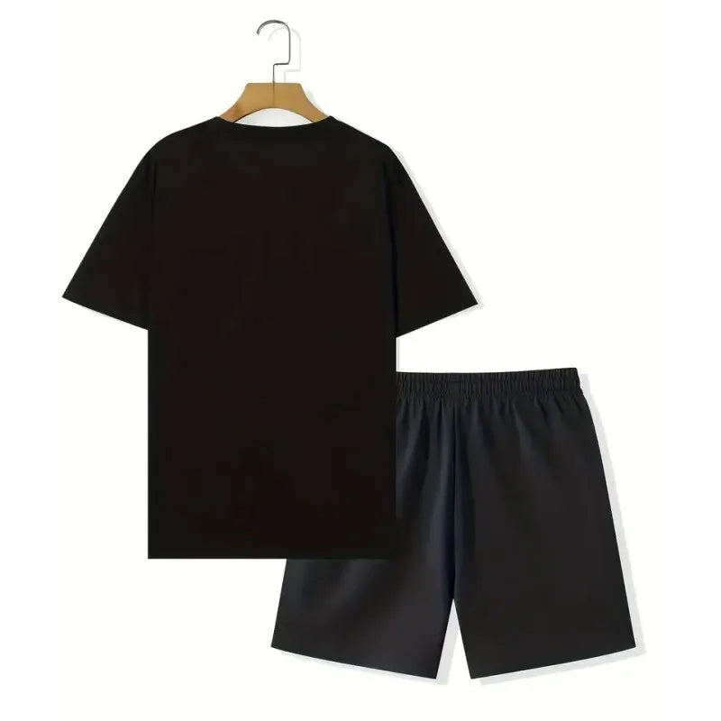 2024 de moda para hombre, ropa deportiva, camiseta de manga corta y pantalones cortos deportivos de verano, traje de retazos Vintage Casual, traje de dos piezas para hombre
