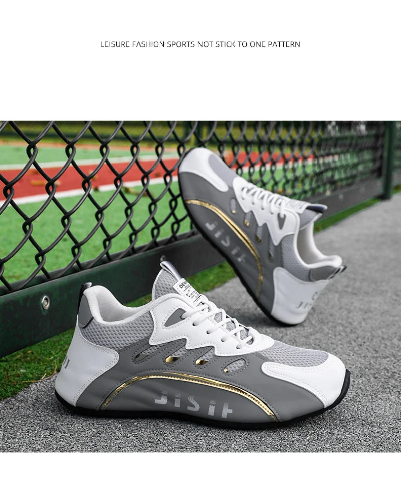 Zapatillas de deporte de malla transpirable rojas y blancas para hombre, zapatos para correr informales a la moda, zapatillas deportivas ligeras antideslizantes para uso diario