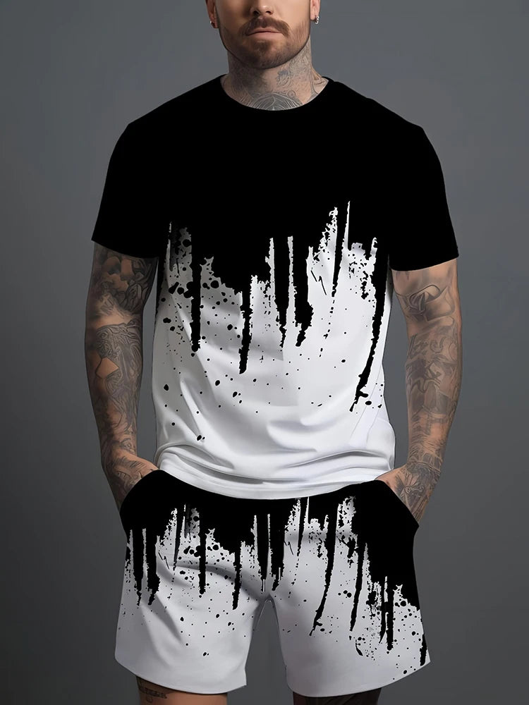 Camisetas de verano al aire libre de moda de calle para hombre Casual diario pantalones cortos deportivos para Hombre Camisetas y conjuntos de pantalones cortos con cordón para hombre