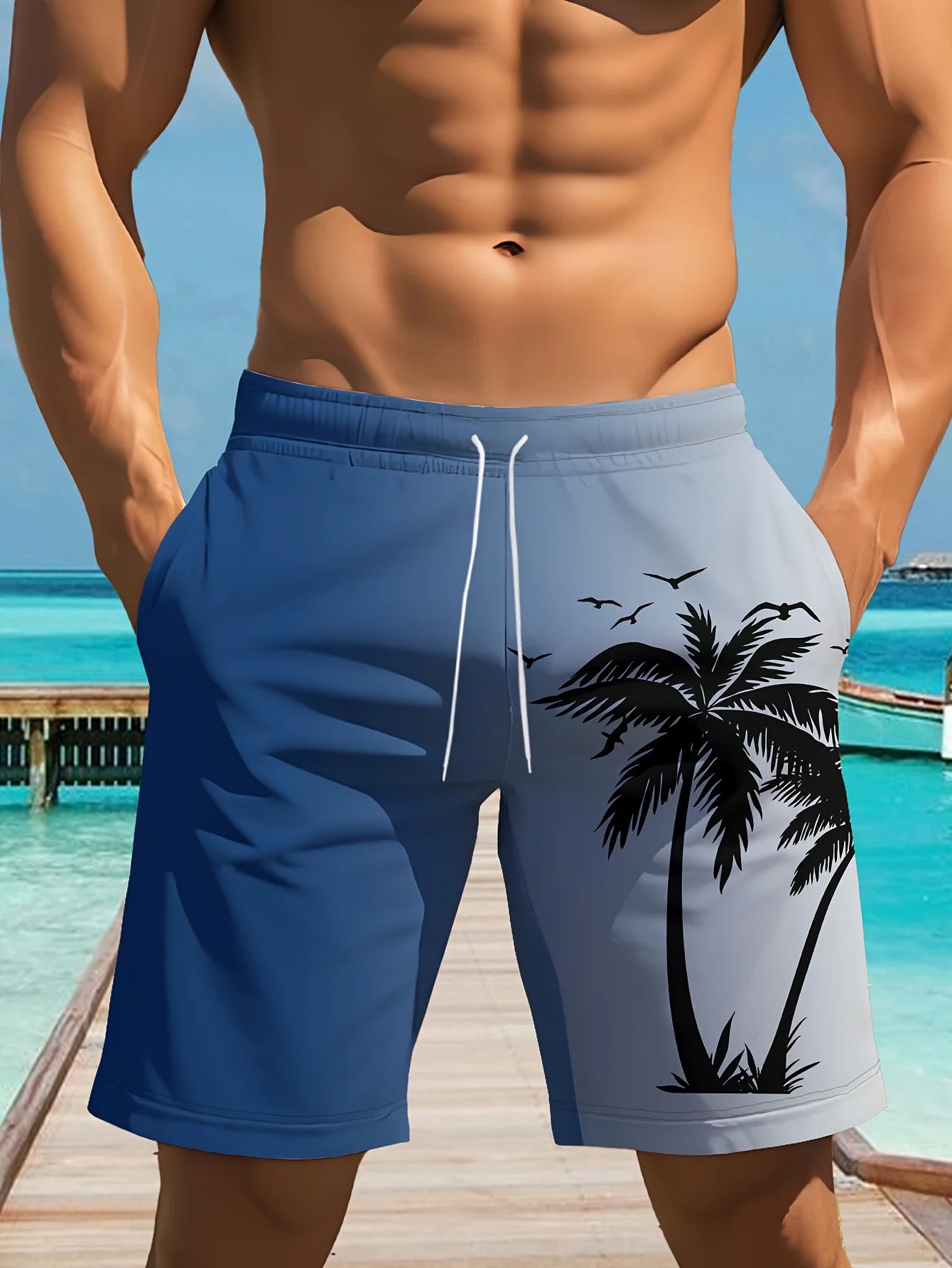 Shorts de Playa para Hombre con Estampado de Palmeras y Cocoteros, Nuevos Shorts de Verano para Vacaciones, Shorts Casuales Clásicos de Secado Rápido para Hombre