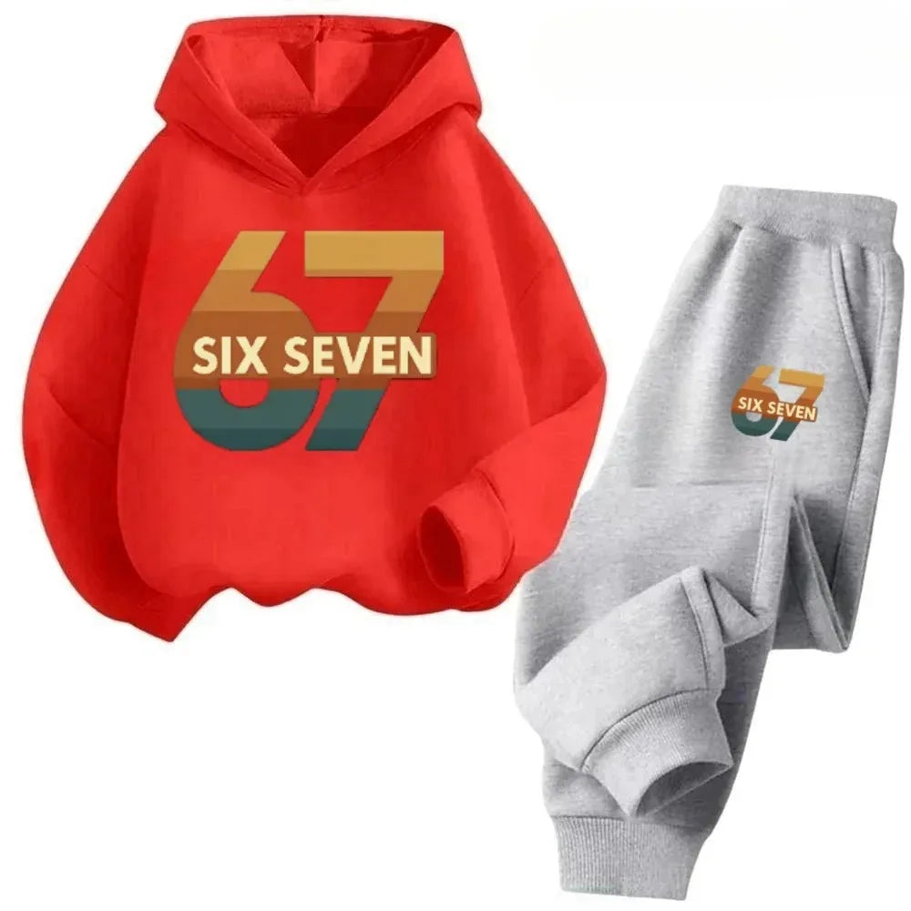 Conjunto de Ropa Infantil 67 Comfort, de 4 a 13 Años, Algodón Orgánico Antiencogimiento, Agradable al Tacto, Ropa Escolar, Conjunto de Sudadera Cómoda para Niños