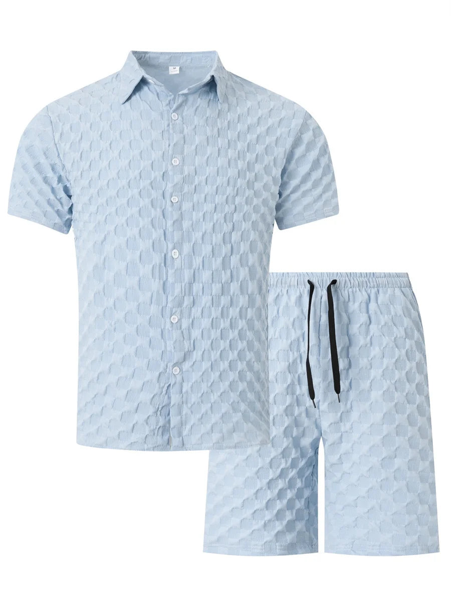 Conjunto Hombre Color Liso | Camisa + Pantalón Corto Verano 6 Colores
